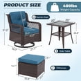 thumbnail image 2 of Yalissey 5PCS Outdoor Swivel Gliders Set with Ottoman Table, 360-Degree Swivel Rocker Lounge Chair,Wicker Bistro Furniture Set(Blue), 2 of 6