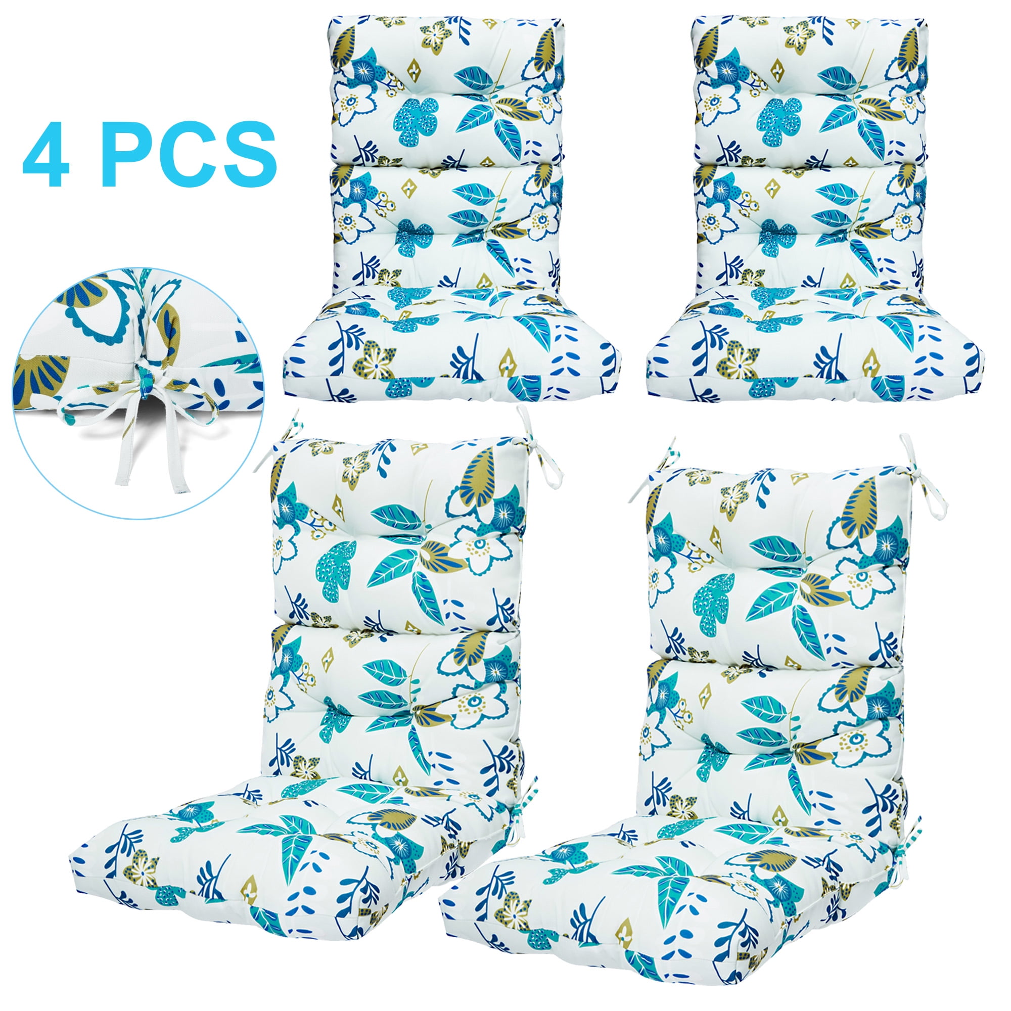 YouLoveIt 1/4 pcs Outdoor High Back Chair Cushion High Rebound Foam