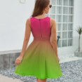 thumbnail image 6 of Pink Green Gradient Dress Fashion Beach Long Dresses Female Party Printed Sundress, 6 of 7