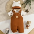 thumbnail image 4 of CAICJ98 Baby Boy Clothes Short Sleeved Cute Cartoon Romper + Shorts + Hat Overalls Suspender 3 Pcs Outfits Set (Coffee,3-6 Months), 4 of 5