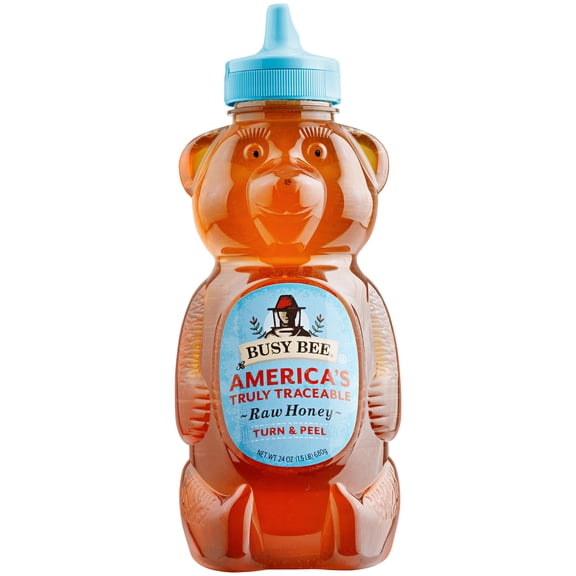 Busy Bee Raw Honey, 100% Traceable USA Honey, 24 oz, Plastic Squeeze Bear, Trace Your Honey