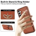 thumbnail image 3 of for Samsung Galaxy A14 5G Wallet Case with Card Holder Women Men, Flip PU Leather Kickstand Shockproof Protective Phone Cover Magnetic Clasp 360 Rotation Ring Stand for Samsung A14 5G, Brown, 3 of 7