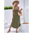 thumbnail image 4 of Women'S Summer Casual Sleeveless U Neck Dress Beach Cover Up Long Maxi Dresses with Pocket Green L, 4 of 10
