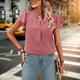 thumbnail image 3 of Blusa De Manga Corta Camiseta informal para mujer con cuello en V y volantes ligera para mujer de ajuste relajado (rosa XL) Ygjytge para Mujer Rosa T XXL, 3 of 7