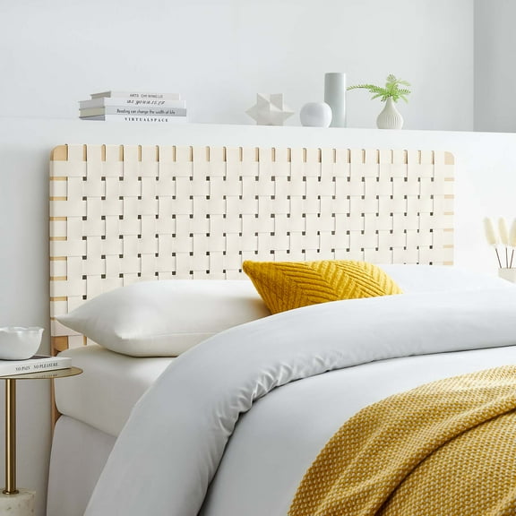 Sparta Weave Vegan Leather Full Headboard in Natural Beige