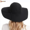 thumbnail image 5 of Spencer Women's Winter Floppy Wide Brim Hat Wool Retro Fedora Floppy Felt Bowler Hat Sun Cap (Coffee), 5 of 7