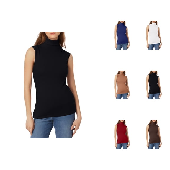 Tank Tops for Women Fitted Turtleneck Sleeveless Shirt Basic Tanks Womens Undershirts