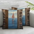 thumbnail image 3 of Chilfamy Sailboat Water Pillow Covers for Couch Sofa Indoor Outdoor Square Short Plush 1PC 24x24in, 3 of 5