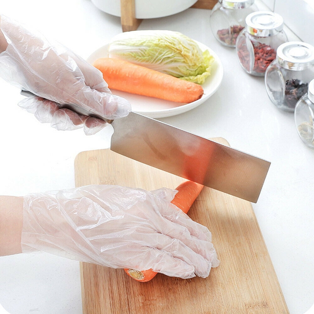 LIEAGLE PE Glove Plastic Clear Disposable Gloves for Food Cleaning Catering Beauty 100 PCS