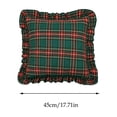 thumbnail image 3 of Kuokaa Red Green Yellow Plaid Ruffle Pillow Cover, Christmas Checkered Throw Cushion Case for Sofa, Cover Only, 3 of 7