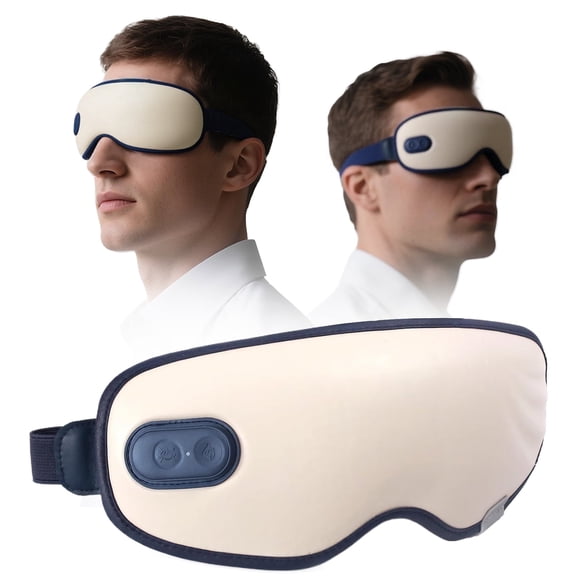 Eye Massager with 3 Heat & 7 Massage Modes, Adjustable Headband, USB Rechargeable, Gift for Men Women Dad Mom Him Her