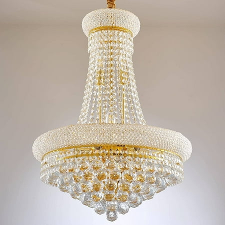 

GEROBOOM 8-Lights Golden Finish Classic Empire Style Small Mini K9 Crystal Chandelier Ceiling Light for Living Room Foyer Dining Room Hallway Bedroom (11.8 x 15 Inch) Bulbs Included in Th