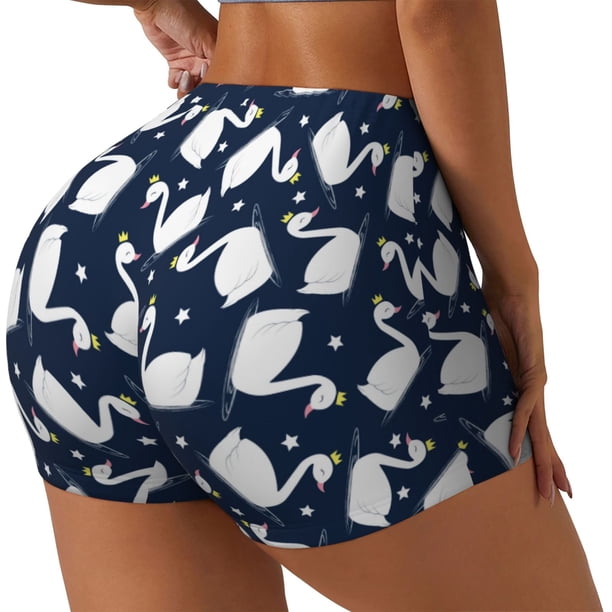 Fotbe Swan Shorts Sin Costuras – Shorts Deportivos de Cintura Alta para Mujer, Elásticos para Gimnasio, Yoga, Running o Ciclismo-Small
