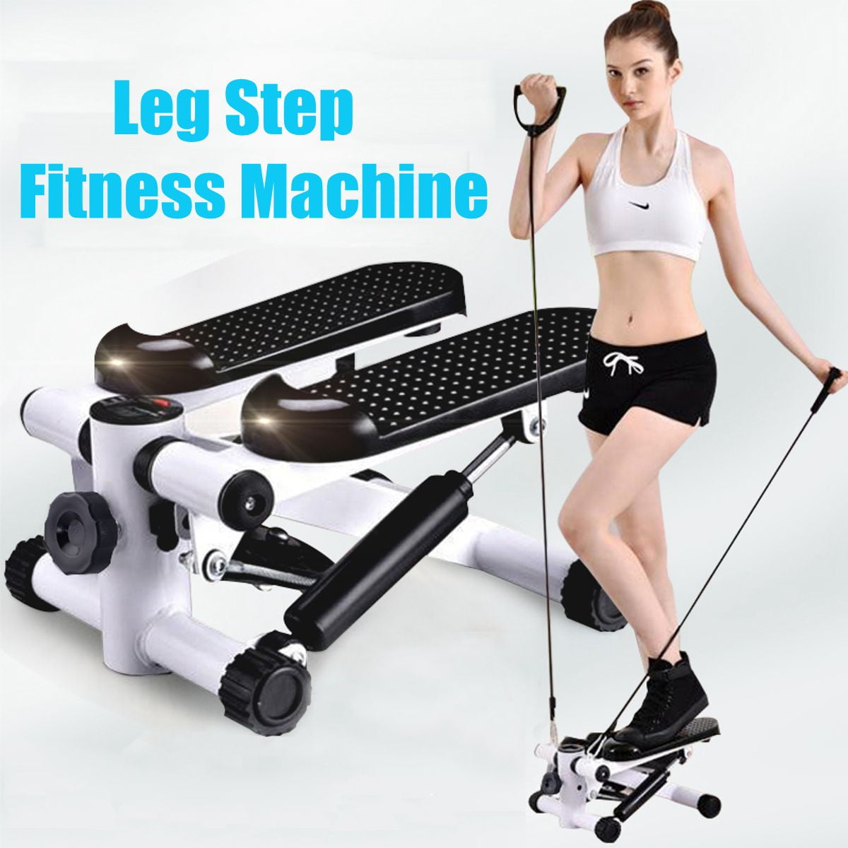 Printasaurus Premium Portable Twist Stair Stepper Adjustable Resistance Twisting Step Fitness Machine with Bands and LCD Monitor 