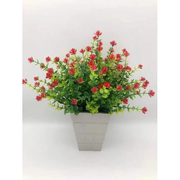 Simulación de planta verde, 7 cabezas, 35 mallas, eucalipto, camelia, flor artificial, flor de plástico, flor decorativa