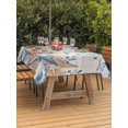thumbnail image 3 of Outdoor Tablecloth with Umbrella Hole for Patio/Picnic/Party/Camping, Navy Blue Beige Starfish Waterproof Table Cloth Rectangle Table Cover Washable, Coastal Nautical Summer Coral Shell (52"x 70"), 3 of 8