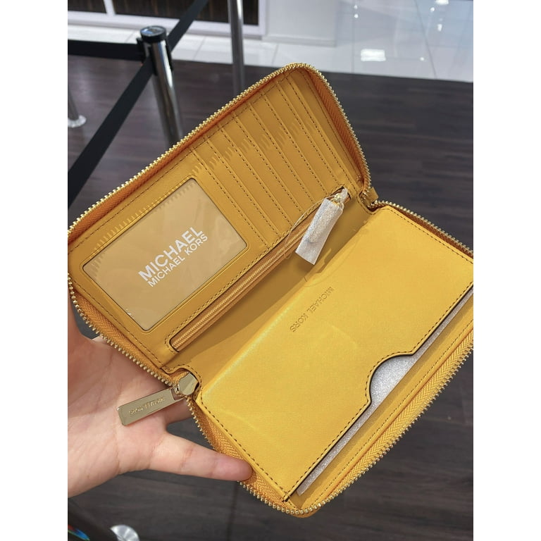 Michael Kors Jet Set Travel Large Flat Multifunction Phone Case Leather  Wristlet - Marigold: Handbags