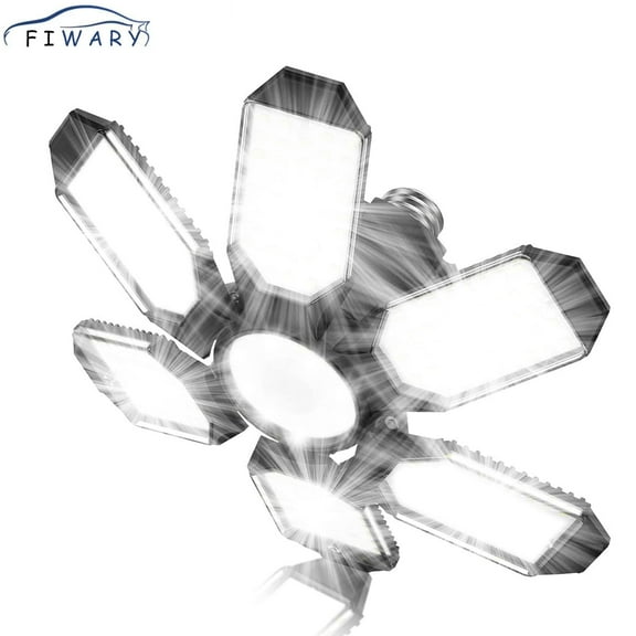 FIWARY Garage Light - Super Brighter 15000LM Garage Light Bulb 150 Watt Equivalent Screw into E26 Socket w/ 6 Deformable Panels 6500K Led Shop Lights for Base Basement Workshop Warehouse Attic