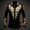 Black, variant on Men's Black & Red Baroque Gold Print Satin Shirt, Retro Palace Style, Luxurious & Regal Vibe, Formal Wear, Ideal for Banquet & Party Occasions