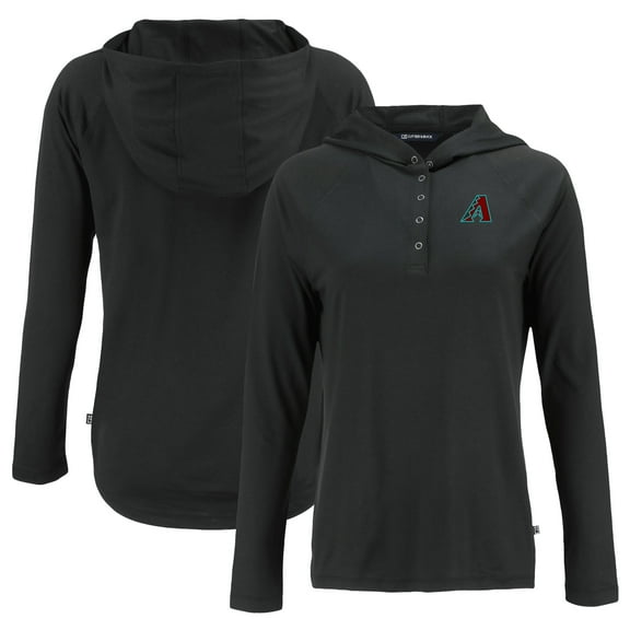 Women's Cutter & Buck Black Arizona Diamondbacks Coastline Epic Comfort Eco Recycled Hoodie Raglan Long Sleeve T-Shirt