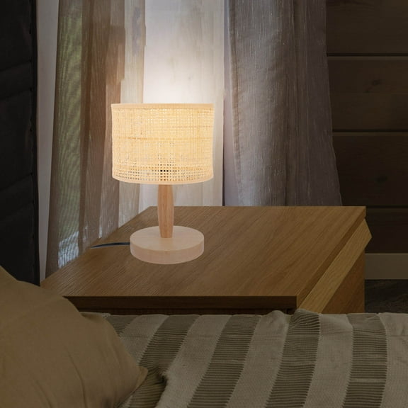 EXHUMKY Night Lamp Base Wood Brown 2Pcs 4.7X4.7X0.8In