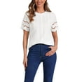 thumbnail image 1 of Edición INSPIRE CHIC Blusa Casual de Verano para Mujer con Encaje y Bordado de Manga Corta Sólida XS Blanca, 1 of 6