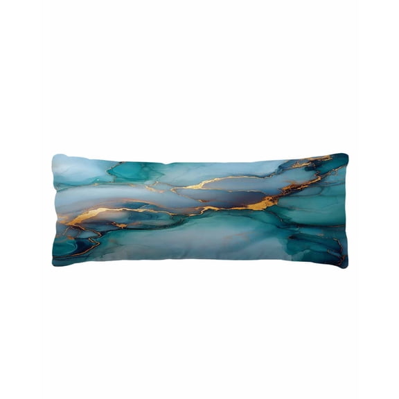 Marble Teal Yellow Body Pillow Cover 20 x 54 Inch Decorative Pillow Cover Modern Abstract Art Ink Painting Lumbar Pillowcase Seasonal Rectangle Cushion Case for Couch Sofa Bed Living Room