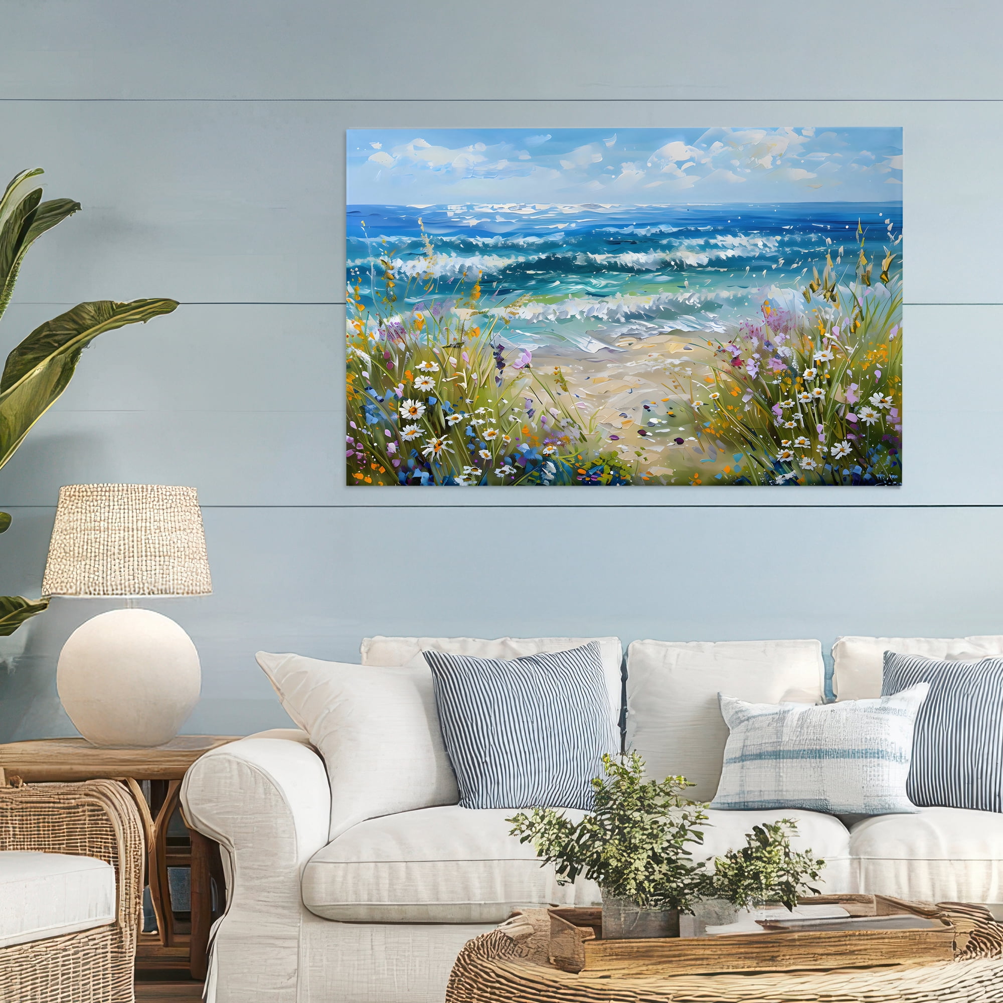 Stupell Industries Floral Beach Meadow by Ocean Canvas Wall Art, design by Creative Studio