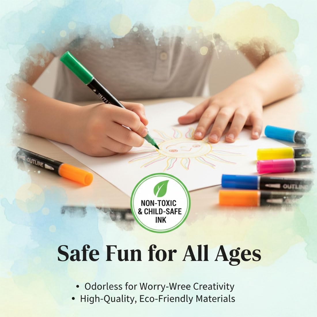 Dreamy Sparkle Dual-Line Contour Pen,8/12/24/36/48/60 Colors Outline Marker,0.08-0.12in Precision Tip,Quick-Dry Ink for Drawing,Coloring & DIY Crafts