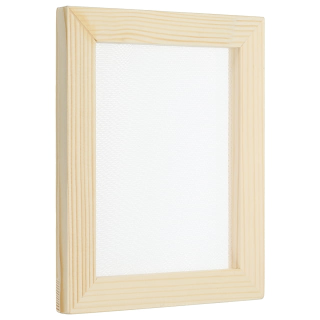 Uxcell 7.1"x5.9" Pantalla de fabricación de papel de madera, marco de molde para fabricación de papel, color natural
