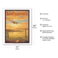 thumbnail image 2 of San Francisco - Oakland Bay Bridge California - Western Air Express - Fokker Trimotor - Vintage Travel Poster by Kerne Erickson - Fine Art Matte Paper Print (Unframed) 11x14in, 2 of 4
