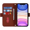 thumbnail image 6 of Crossbody Wallet for iPhone 11 Case with Adjustable Lanyard Strap Credit Card Holder 6.1",PU Leather Handbag Purse Kickstand Make Up Mirror Cover Case for Men Women Girl,Brown, 6 of 15