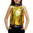 thumbnail image 5 of OGLCCG Girls Metallic Dance Vest Halter Neck Sleeveless Gym Ballet Tank Top Jazz Performance Hip Hop Street Dancing Shirts 4-14 Years, 5 of 5