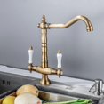 thumbnail image 5 of Basin mixer Antique kitchen faucet, 360 swivel, two handle sink faucet, high pressure mixer tap, brass high spout, 5 of 5