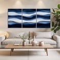 thumbnail image 3 of Abstract Mountain Canvas Wall Art 3 Panels, Watercolor White Navy Texture Nature Framed Wall Decor Modern Artwork Prints Painting for Living Room, Bedroom, Kitchen & Cafe Decor 20" x 24", 3 of 9