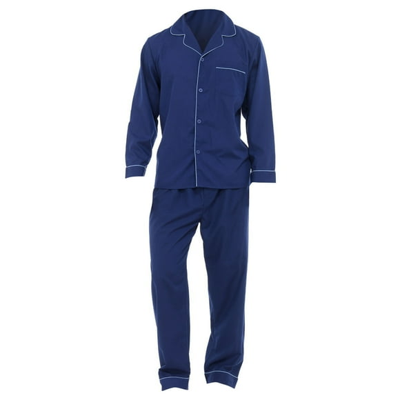 Mens Plaine Chemise à Manches Longues & Pantalon Bas Pyjama de Vêtements de Nuit Ensemble