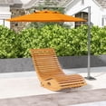 thumbnail image 3 of Outdoor Wooden Rocking Chair Teak Finish S-Shaped Ergonomic Slatted Seat for Patio Porch Garden, 3 of 12