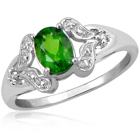 JewelersClub 0.83 Carat T.G.W. Chrome Diopside Gemstone and White Diamond Accent Ring