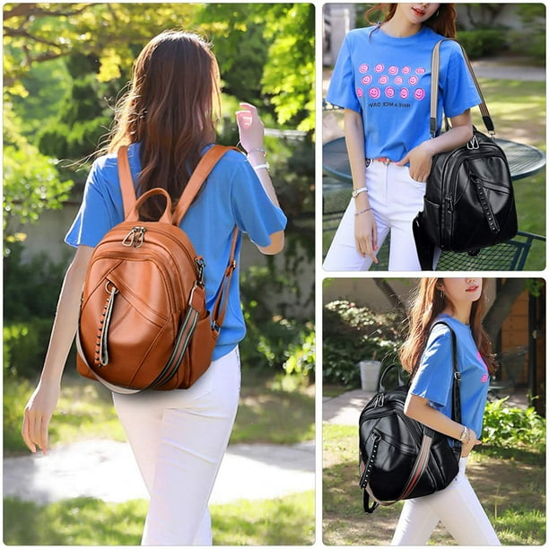 Backpack purse with zipper straps sale