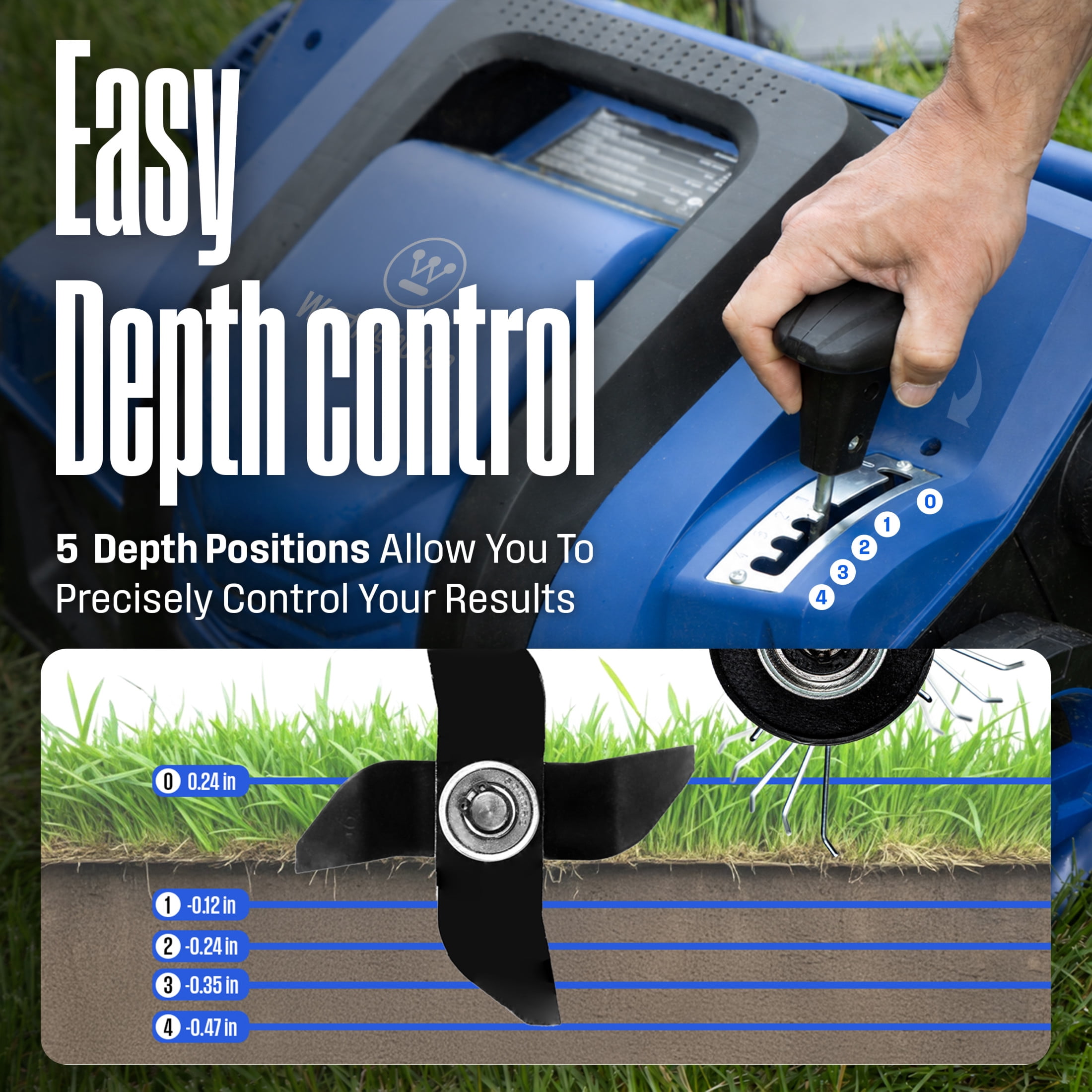 Westinghouse W16ADAC 16-Inch 15 Amp 2-in-1 Corded Electric Dethatcher and Aerator with 14.5 Gallon Thatch Collection Bag, 5-Position Depth Adjustment and 3-Position Angle Settings