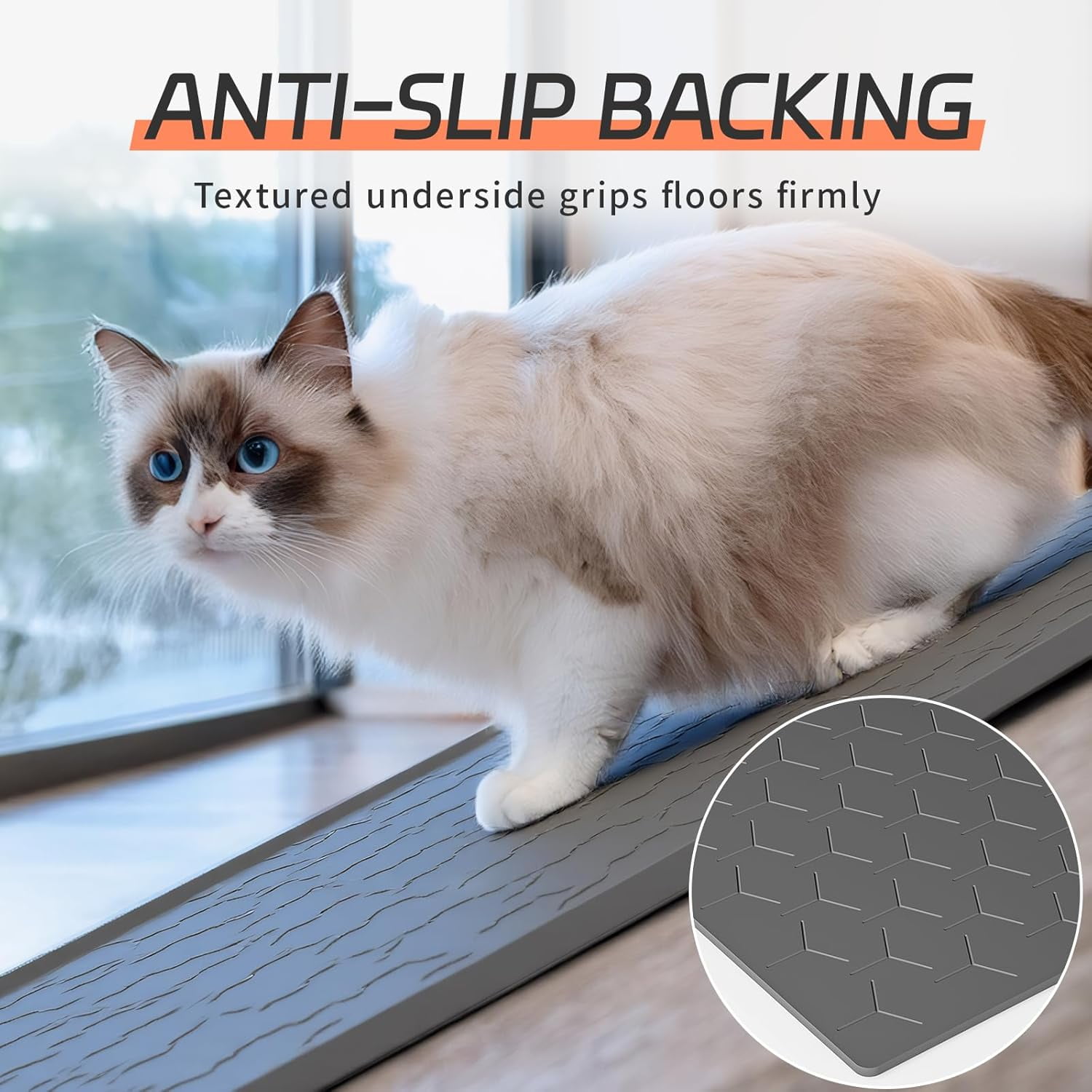 Large Silicone Cat Litter Mat, Waterproof/Urineproof, Litter Recycling, Easy to Clean, Soft on Kitty Paws (22"X34"-Dark Grey)