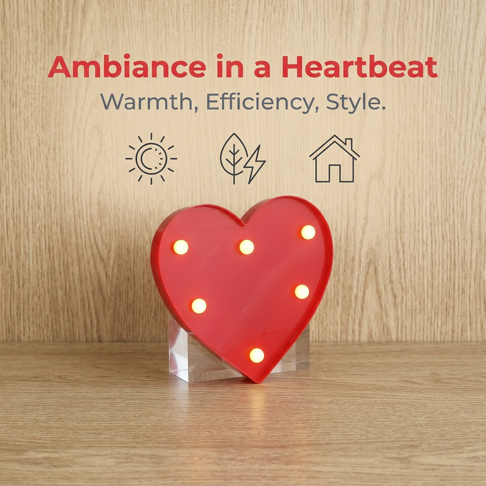 Unique Bargains Small Heart Marquee Light Up Sign LED Heart Lamp Red 6.5" x 1" x 5.9"