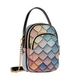 thumbnail image 7 of FORMRS Crossbody Bag for Women Quilted Travel Shoulder Cell Phone Purse with Chain Strap Handbag, Blue Art Pattern, 7 of 7