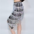 thumbnail image 4 of MELDVDIB Womens Sequined Skirts Elastic Waisted Fringe Skirts Summer Elegant Flared Fashion Casual Light Weight Mini Skirts, 4 of 6