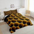 thumbnail image 1 of Geometric Hexagon Twin Bedding Sets for Boys,Neon Orange Honeycomb Quilt Hexagonal Geometry Beehive Comforter Set,Black Simplistic Geometrical Abstract Room Decor, 1 of 6