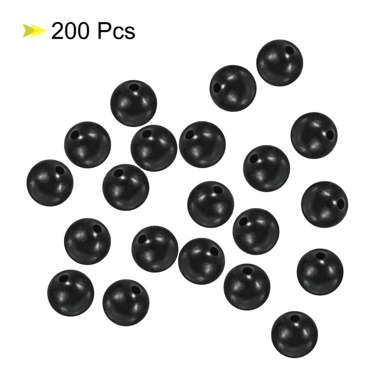 Uxcell 7mm Round Plastic Fishing Beads Tackle Tool Black 200 Pieces, Size: 7 mm