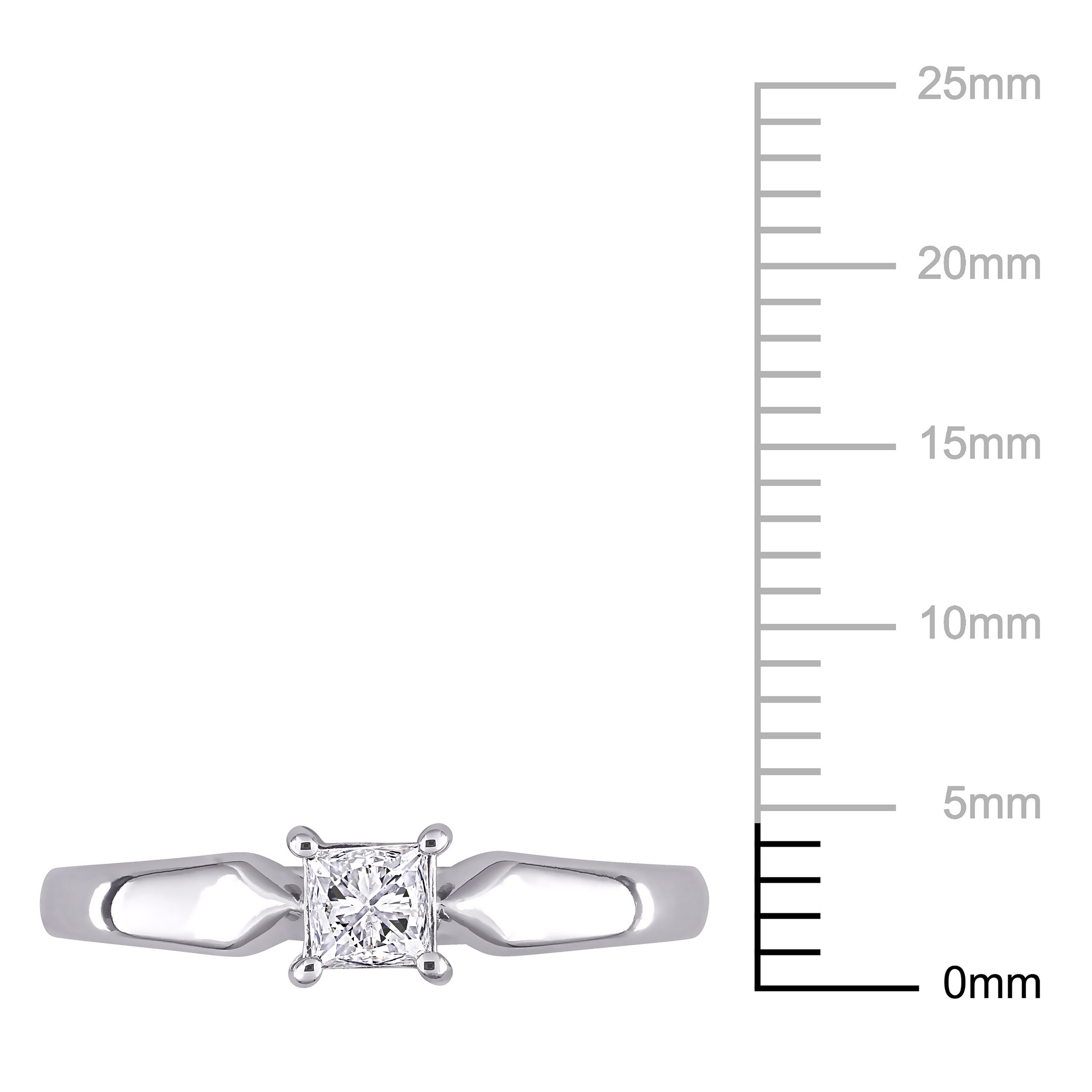 Miabella Women's 1/3 Carat T.W. Princess-Cut Diamond 10kt White Gold Solitaire Engagement Ring - image 2 of 7