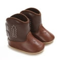 thumbnail image 4 of XXWXYD Leather Western Boots Cowboy Bootie Side Zipper Soft Sole Non Slip Crib Shoes For Baby Toddler Girls Boys Walker Crib Outdoor Shoes(3-6 Months,Male), 4 of 5