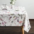 thumbnail image 2 of Linen Rectangle Tablecloth - 60 x 102 Inch - Birds and Floral Print Country Style Durable Dust-Proof Table Cloth, Washable Stain Proof Table Cover for Kitchen Dining Table Decorations, 2 of 5