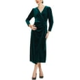thumbnail image 2 of INSPIRE CHIC Velvet Wrap Dress for Women's V Neck Wedding Guest Cocktail Party Maxi Dresses XL Dark Green, 2 of 6